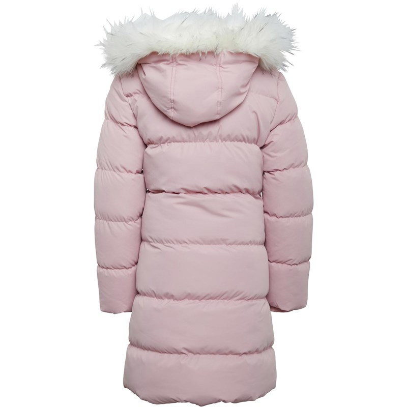 Buy Closure London Girls Longline Fur Hood Parka Jacket Dusty Pink