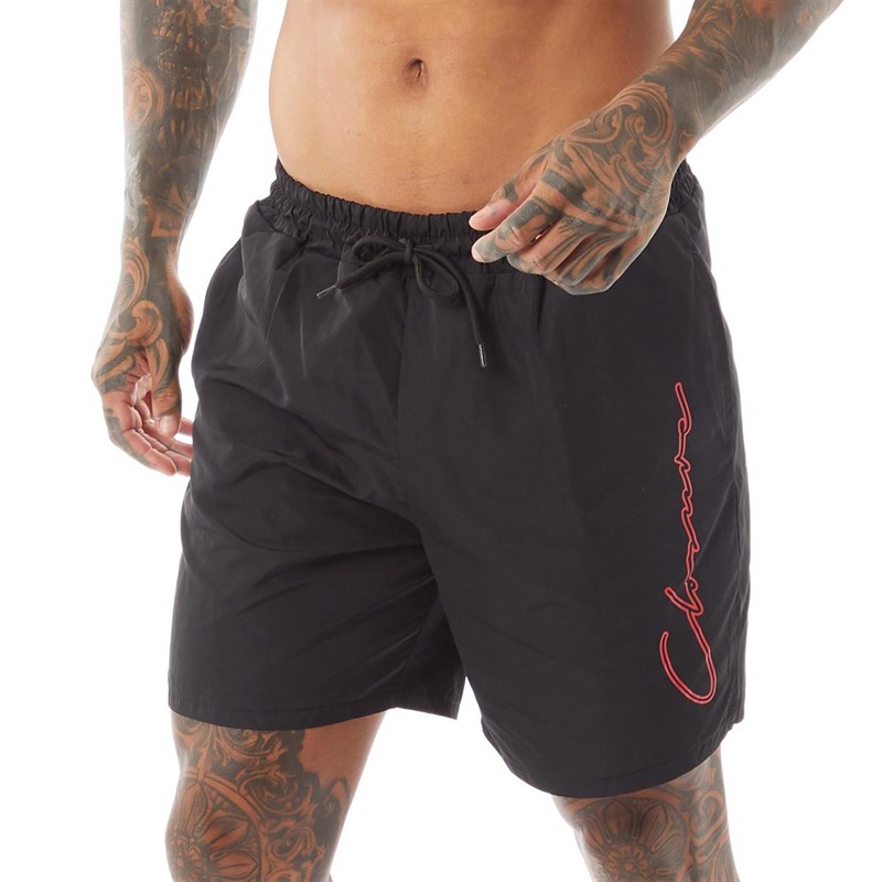 Buy Closure London Mens Outline Signature Swim Shorts Black/Red