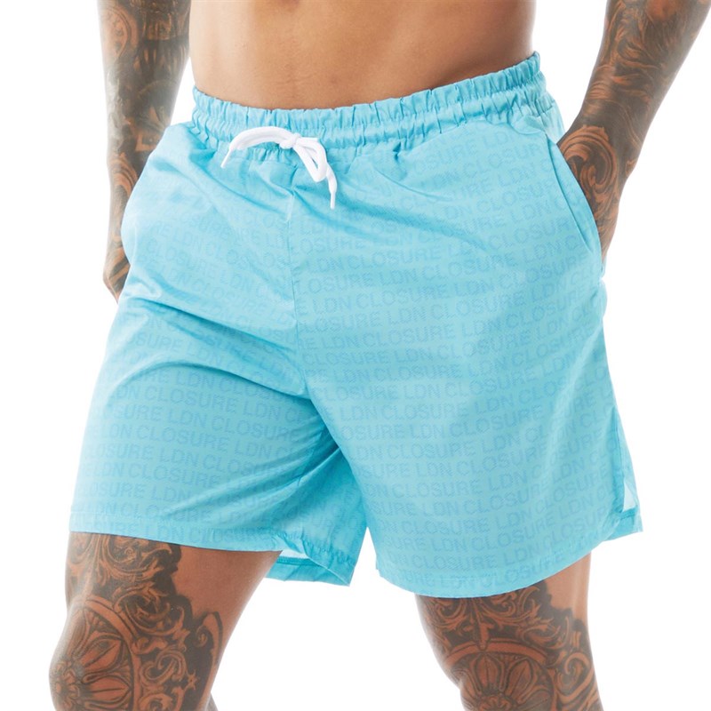 Buy Closure London Mens Logo Swim Shorts Sky Blue