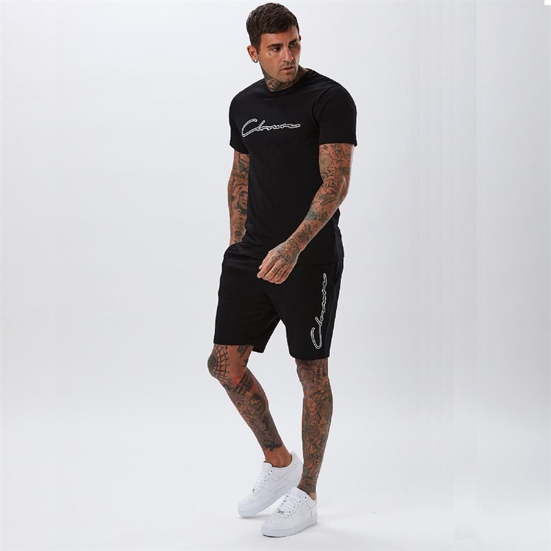 Buy Closure London Mens Double Script TShirt And Shorts Twinset Black