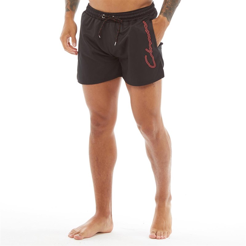 Buy Closure London Mens Double Script Swim Shorts Black