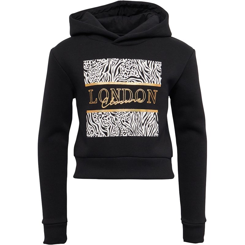 Buy Closure London Junior Girls Baroque Animal Hoodie Black