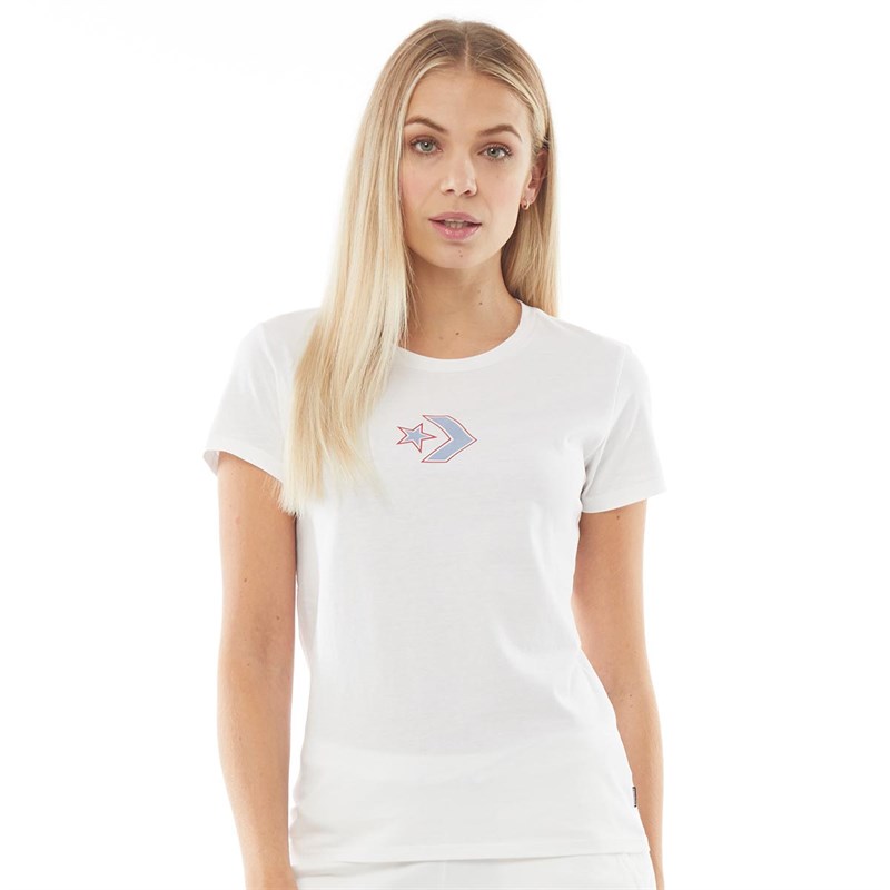 Buy Converse Womens Star Chevron Crew TShirt White