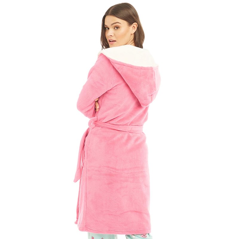 Buy Chelsea Peers Womens Fluffy Hooded Dressing Gown Red