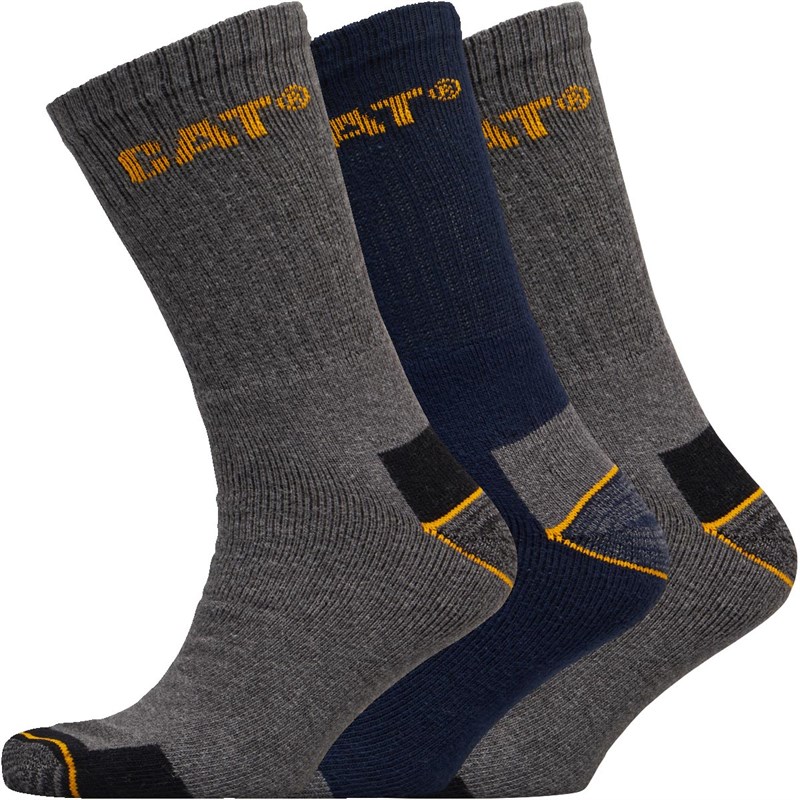 Buy Caterpillar Mens Workwear Three Pack Crew Socks Navy/Charcoal Marl