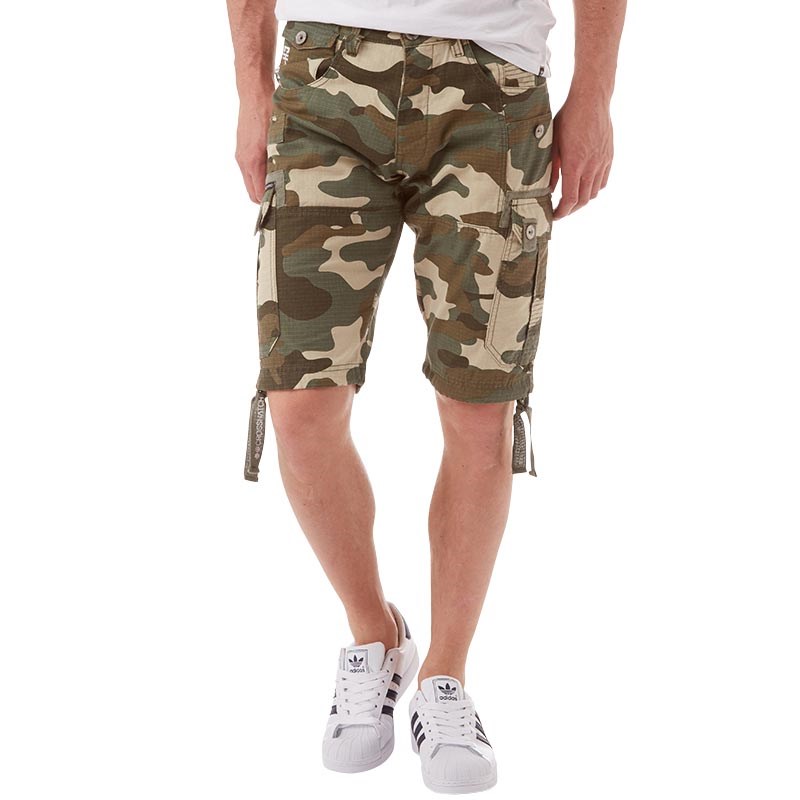 Buy Crosshatch Mens Deep Forest Cargo Shorts Light Green Camo