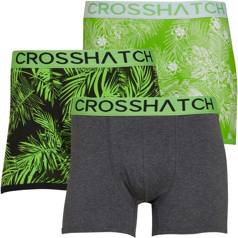 Buy Crosshatch Mens Tresco Three Pack Boxers Green