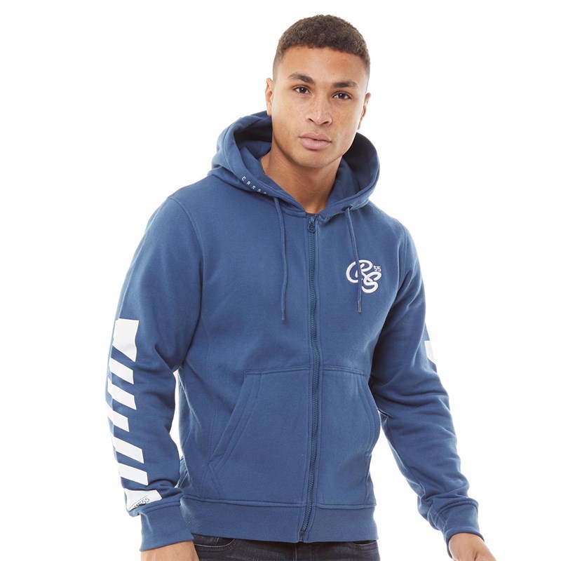 Buy Crosshatch Mens Minden Oversized Zip Through Hoodie Navy