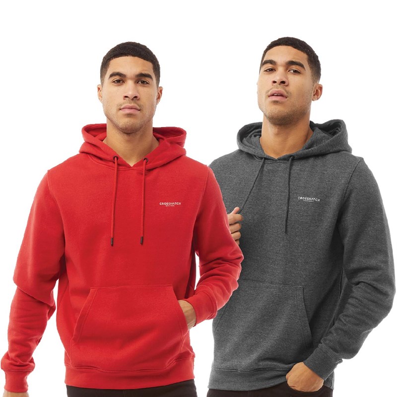 Buy Crosshatch Mens Two Pack Hoodies Red/Charcoal Marl