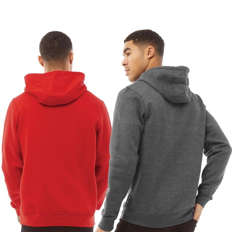 Buy Crosshatch Mens Two Pack Hoodies Red/Charcoal Marl