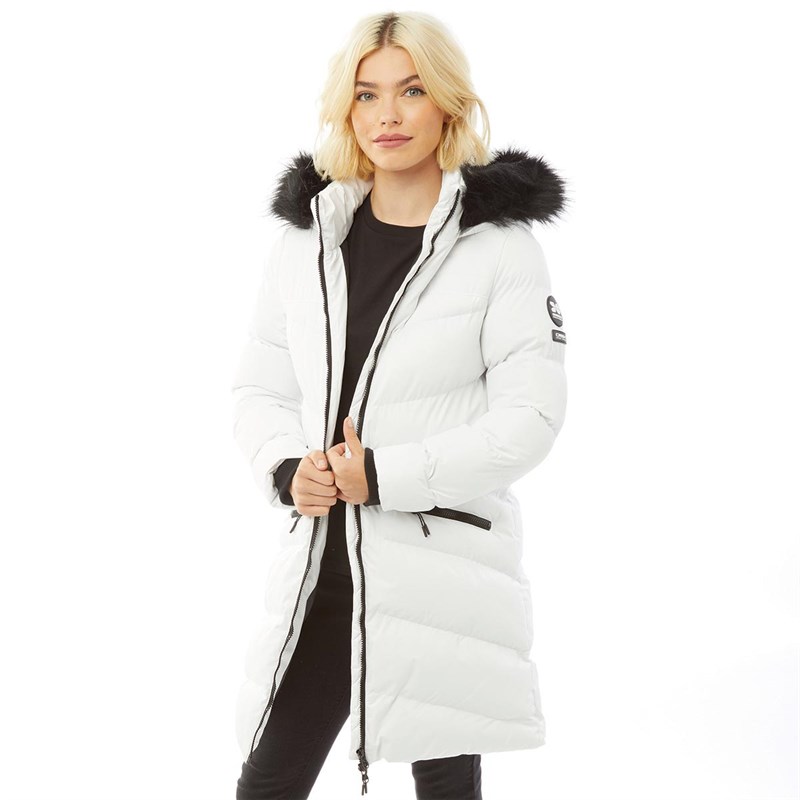 Buy Crosshatch Womens Warrsaw Long Puffer Jacket White