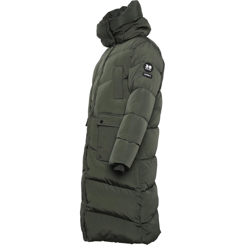 Buy Crosshatch Womens Emillis Long Puffer Jacket Khaki