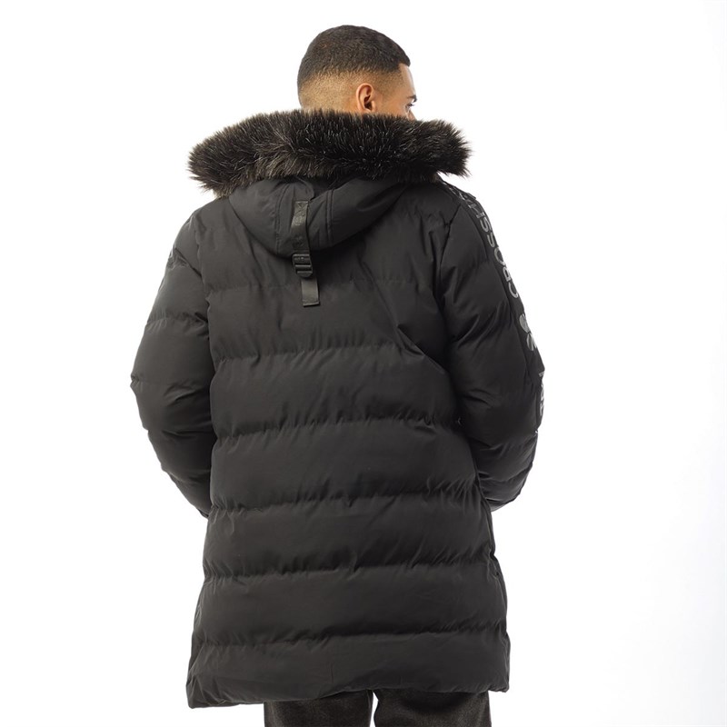 Buy Crosshatch Mens Daydream Fur Hooded Parka Jacket Black