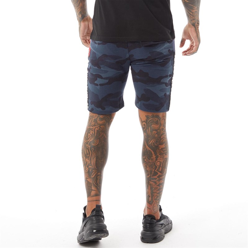 Buy Crosshatch Mens Brickmoore Camo Shorts Blue Camo