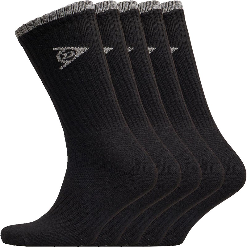 Buy DUNLOP Mens Five Pack Sport Crew Socks Black