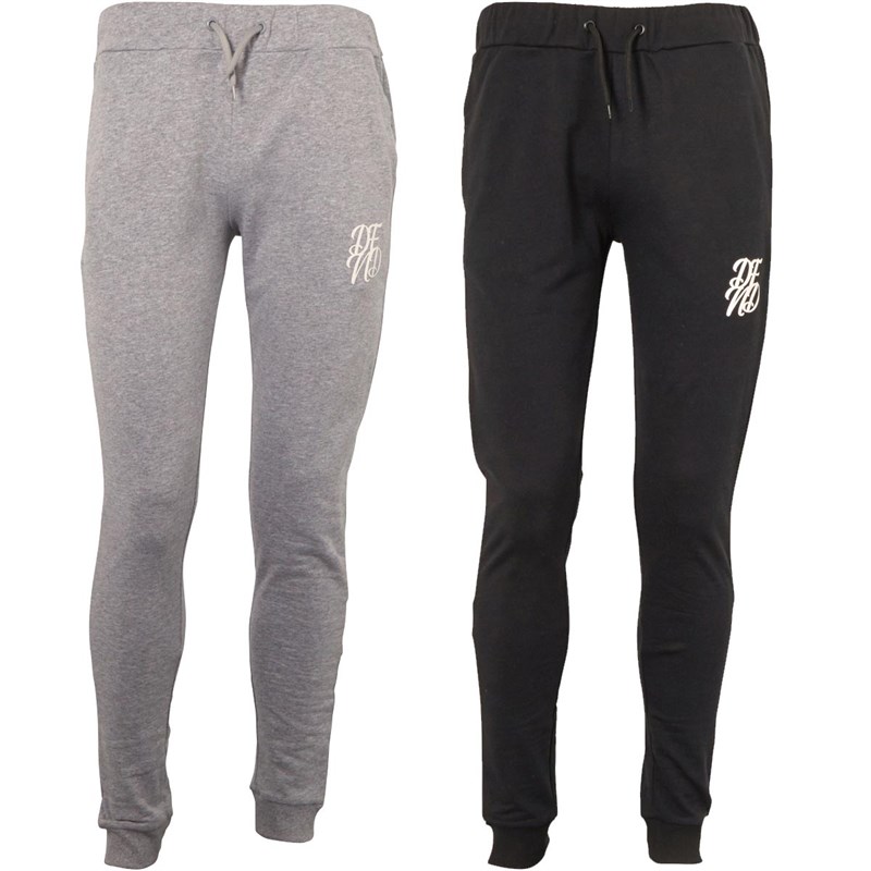 Buy DFND London Mens Amos Two Pack Joggers Black/Light Grey Melange