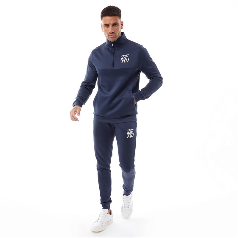 Buy DFND London Mens Barrat 1/4 Zip Poly Tracksuit Navy