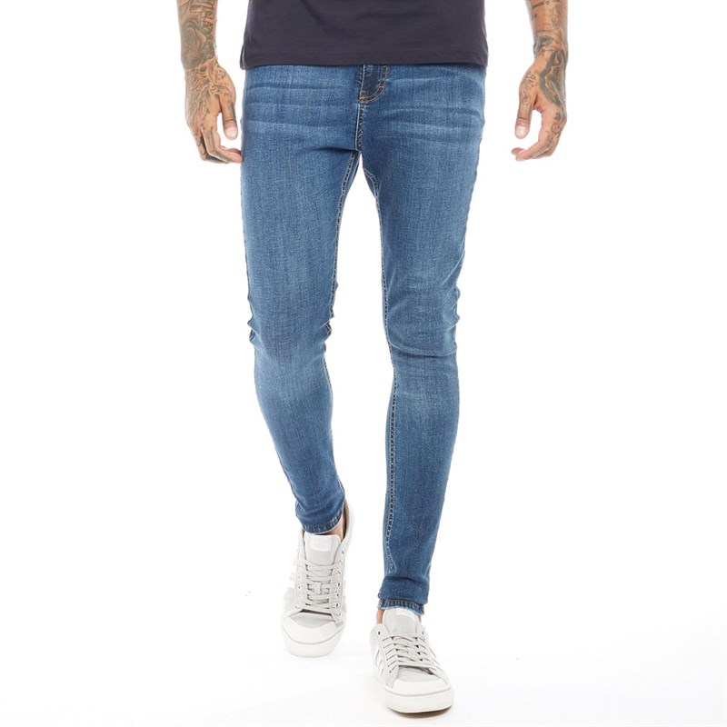 Buy DFND London Mens Basic Skinny Jeans Midwash