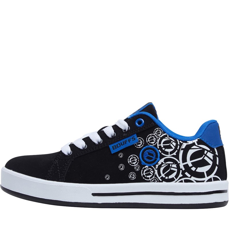 Buy DuFFS Boys Spectrum Printed Skate Shoes Black/White/Royal