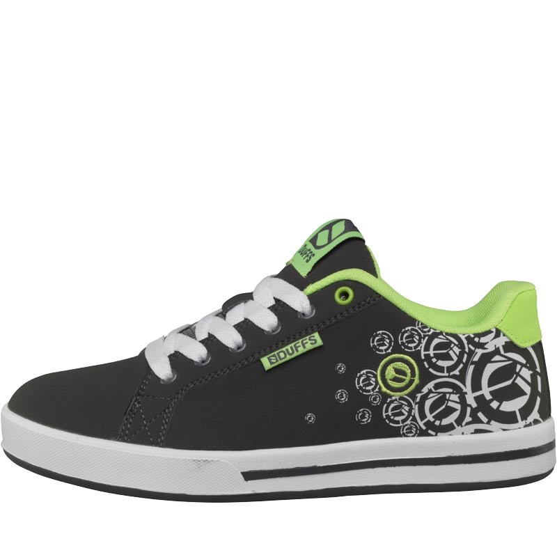 Buy DuFFS Boys Spectrum Printed Skate Shoes Charcoal/White/Lime