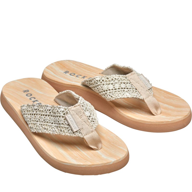 Buy Rocket Dog Womens Adios Crochet Flip Flops Pearl/Double Cream