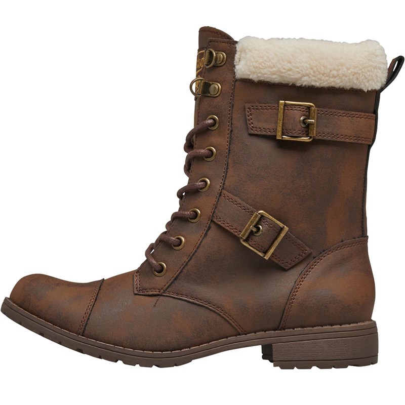 Buy Rocket Dog Womens Billie Graham Shepard Biker Boots Brown/White Lining