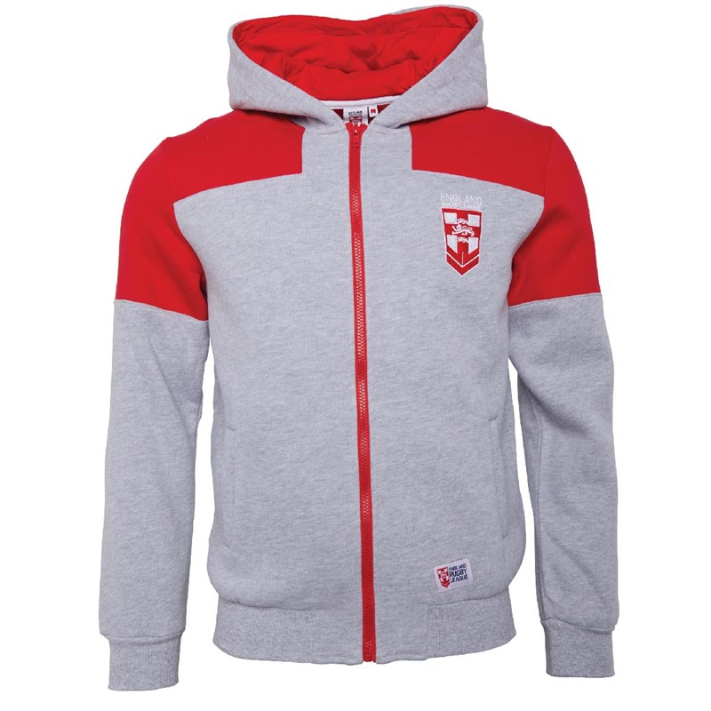 Buy ENGLAND RUGBY LEAGUE Mens Colour Block Hoodie Grey/Red
