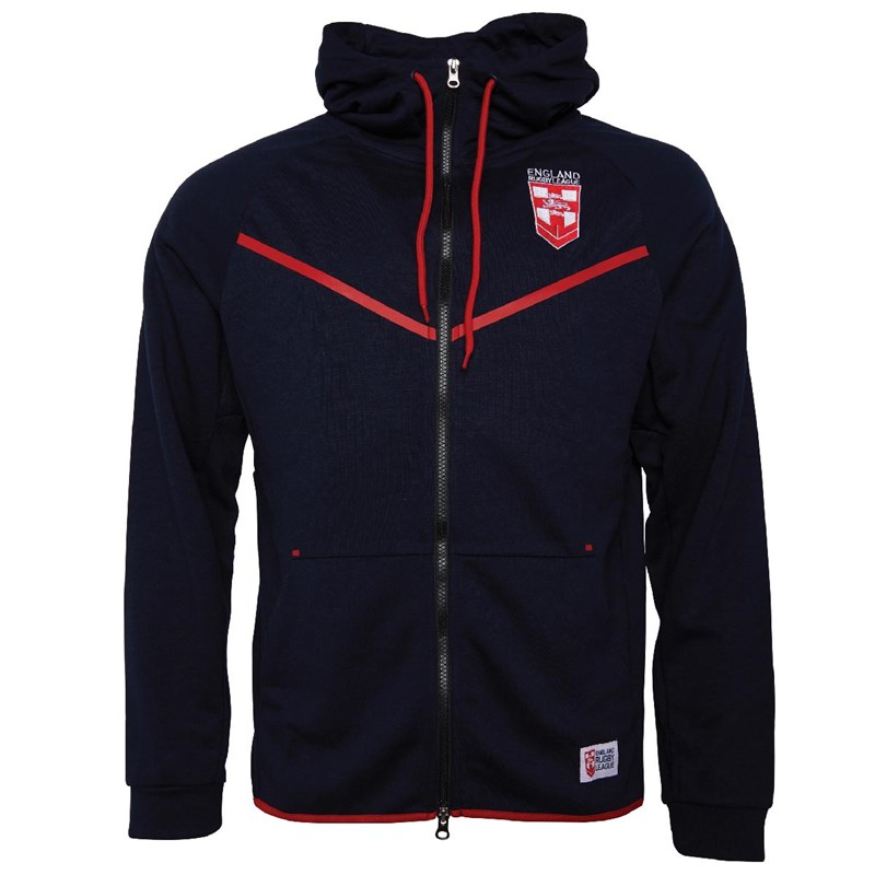 Buy ENGLAND RUGBY LEAGUE Mens Poly Full Zip Hoodie Navy