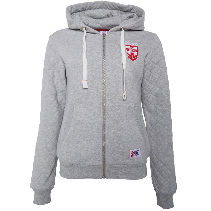 Buy ENGLAND RUGBY LEAGUE Womens Hoodie Grey/Red