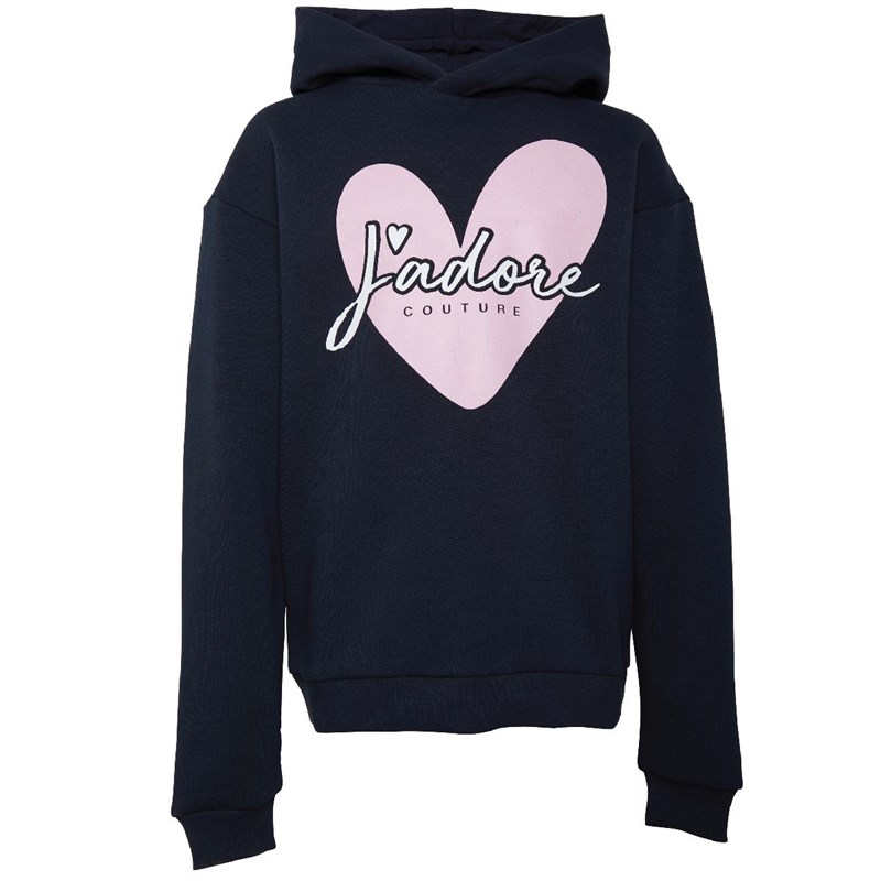 Buy JDRCTR Girls Heart Shape Oversized Hoodie Navy
