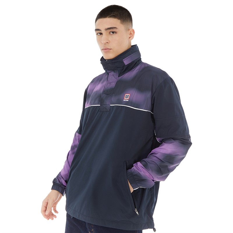 Buy MEYBA Mens Tie Dye Packaway Training Jacket Navy/Purple