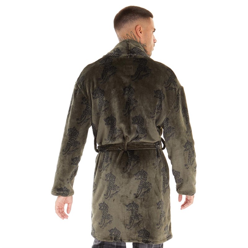 Buy Ed Hardy Mens Hynes Dressing Gown Khaki