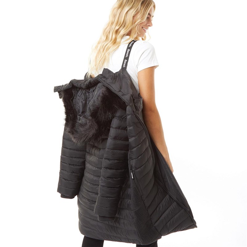Buy Bench Womens Olive Long Length Puffer Jacket Black