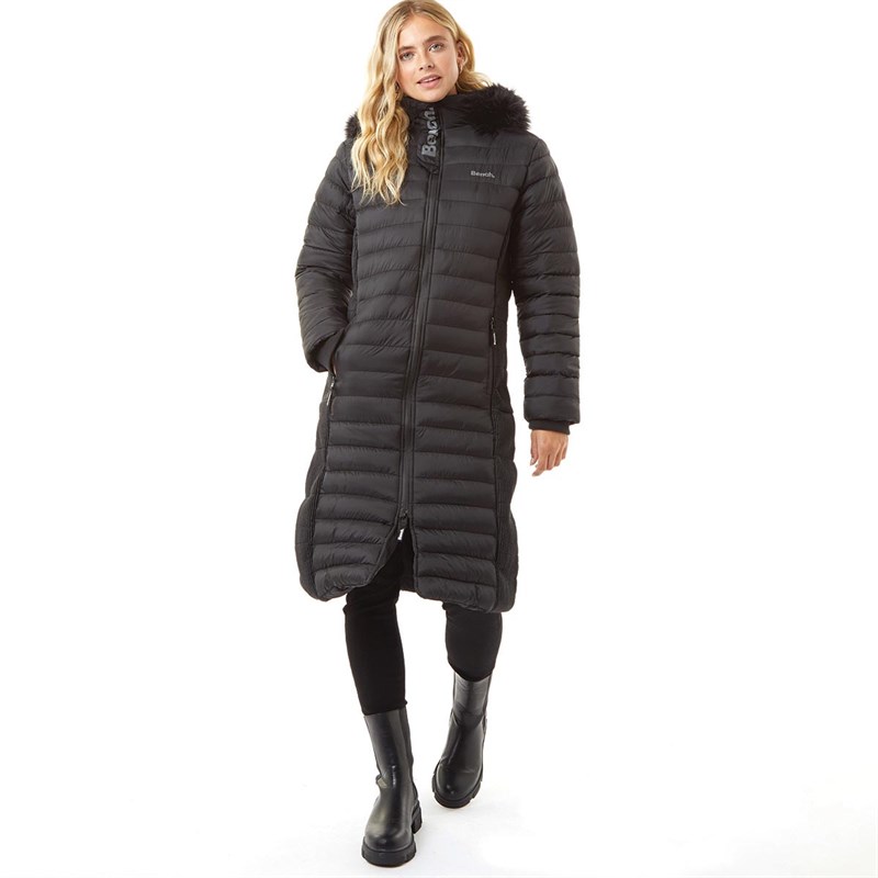 Buy Bench Womens Olive Long Length Puffer Jacket Black