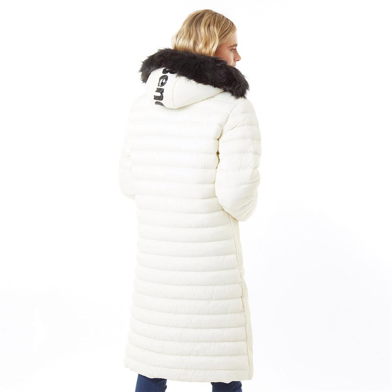 Buy Bench Womens Olive Long Length Puffer Jacket Off White