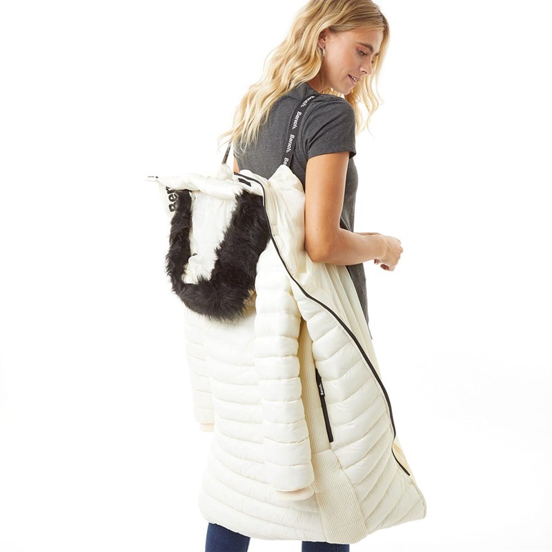 Buy Bench Womens Olive Long Length Puffer Jacket Off White