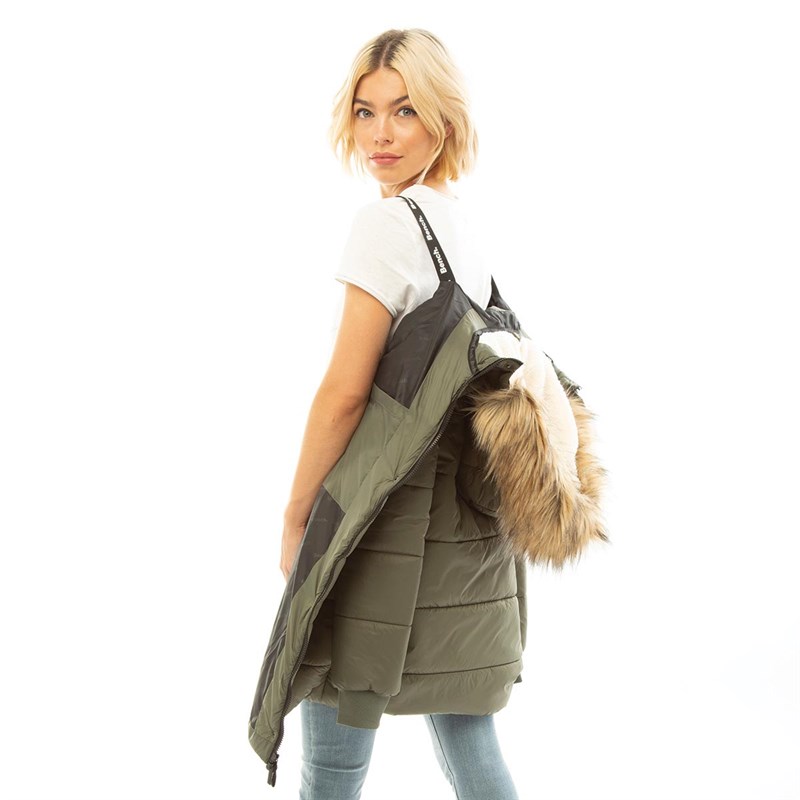 Buy Bench Womens Ariele Long Length Puffer Jacket Khaki