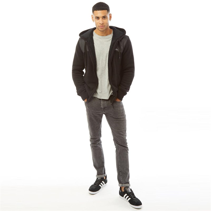 Buy Bench Mens Dillo Sherpa Lined Zip Through Knitted Hoodie Black