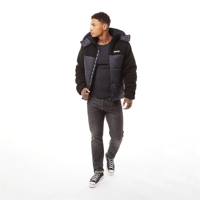 Buy Bench Mens Detta Padded Sherpa Jacket Black