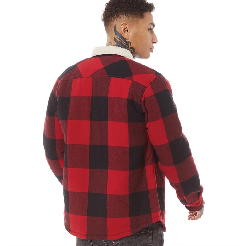 Buy Bench Mens Fleecer Long Sleeve Padded Shirt Red Check