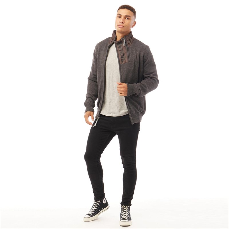 Buy Bench Mens Shutdown Lined Knitted Jumper Charcoal