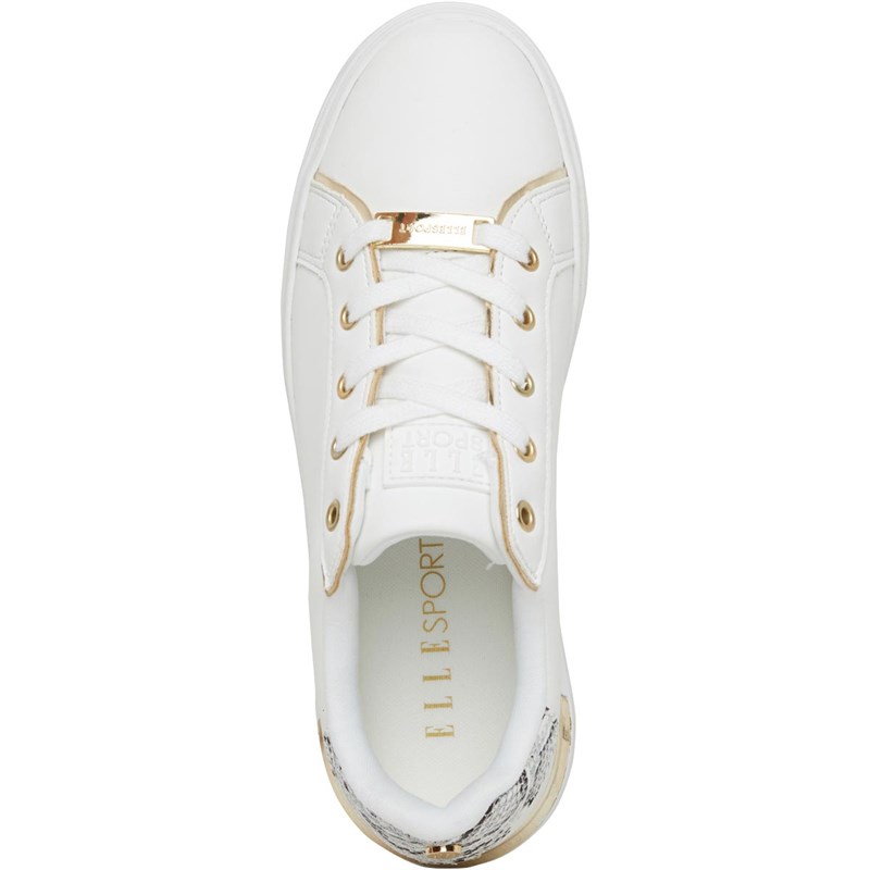 Buy ELLE SPORT Womens Gold Trim Trainers White