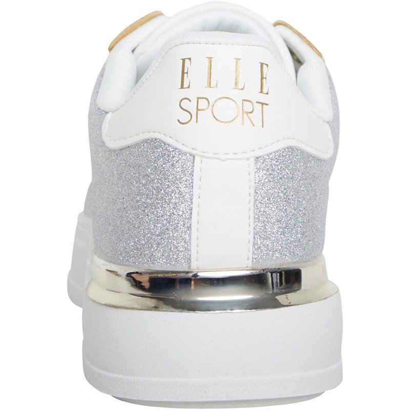 Buy ELLE SPORT Womens Glitter Trainers White/Silver