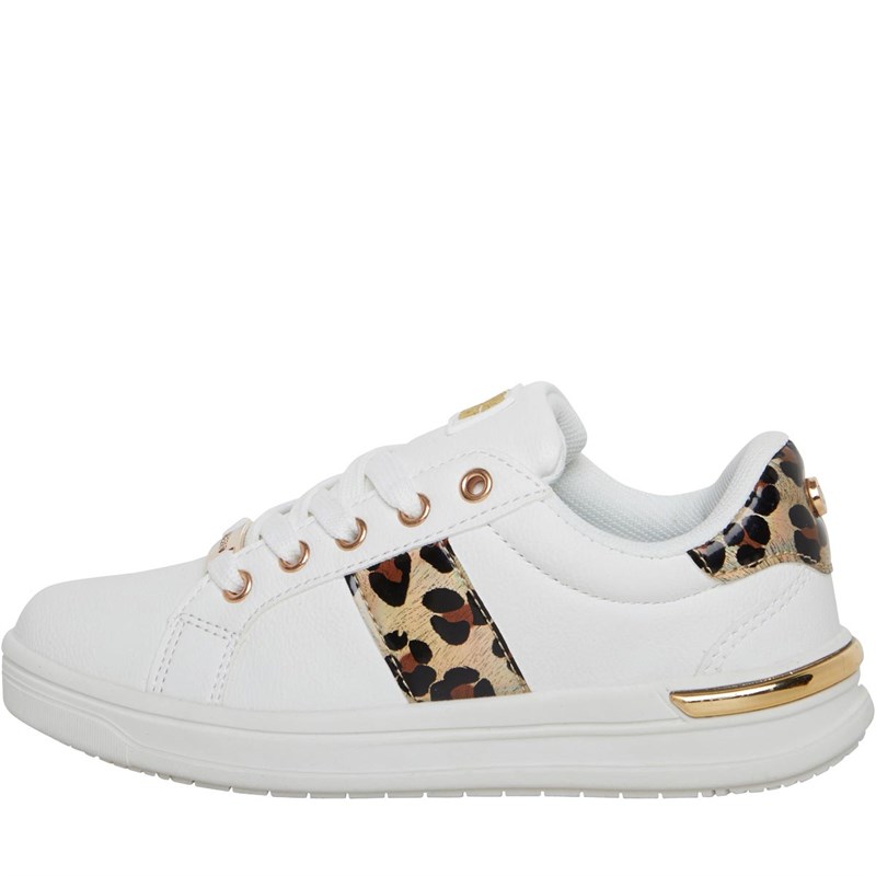 Buy ELLE SPORT Junior Girls Leopard Print Gold Trim Trainers White