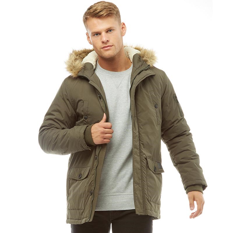 Buy Fluid Mens Parka Jacket Khaki