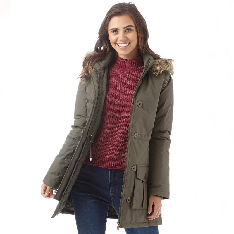 Buy Fluid Womens Parka Jacket Khaki