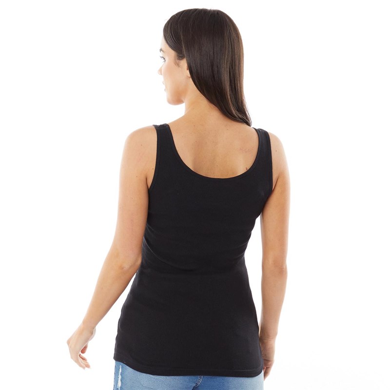 Buy Fluid Womens Scoop Neck Ribbed Vest Black