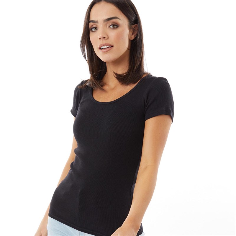 Buy Fluid Womens Ribbed TShirt Black
