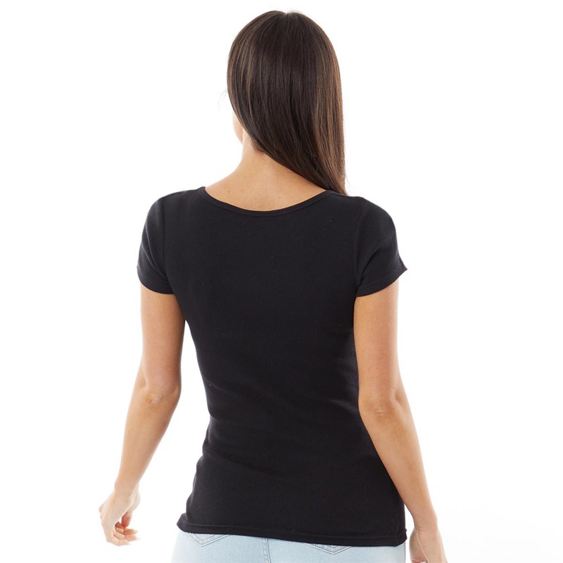 Buy Fluid Womens Ribbed TShirt Black