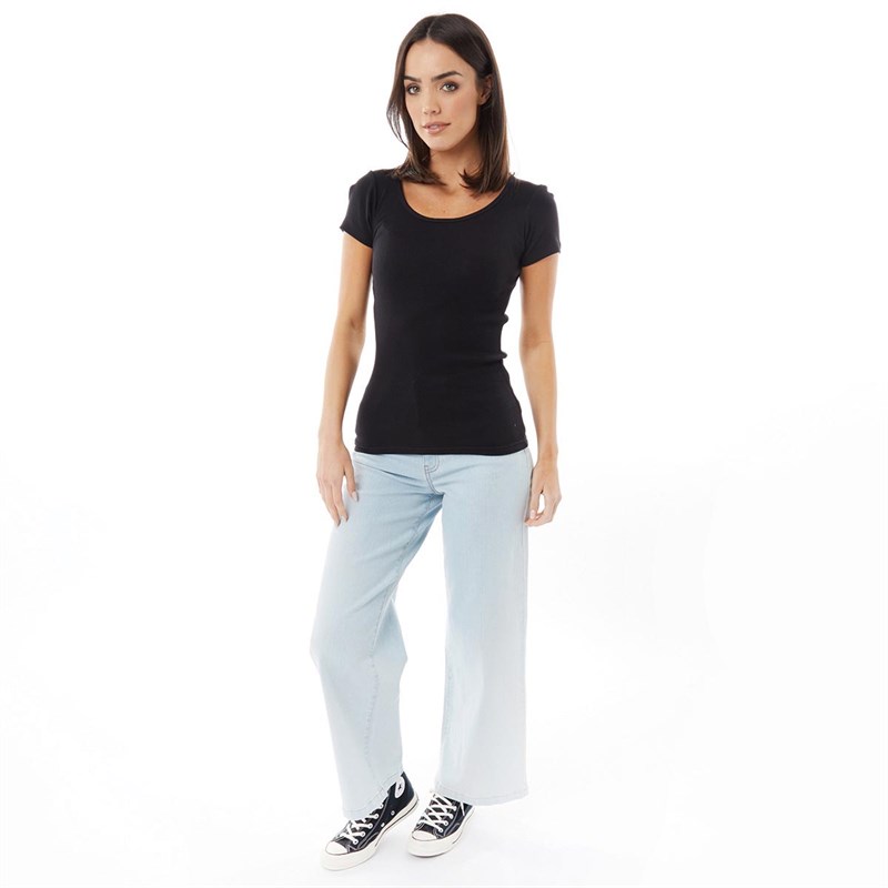 Buy Fluid Womens Ribbed TShirt Black